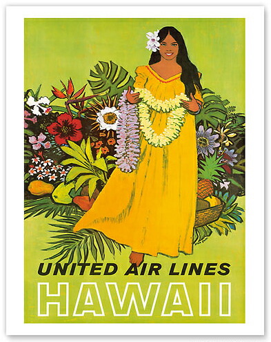 楽天市場】ハワイアン ポスター 【ビンテージ】【United Air Lines