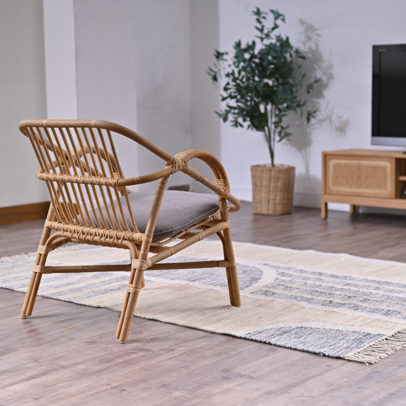 楽天市場】ラタンチェア クッション付き パーソナルチェア ローチェア