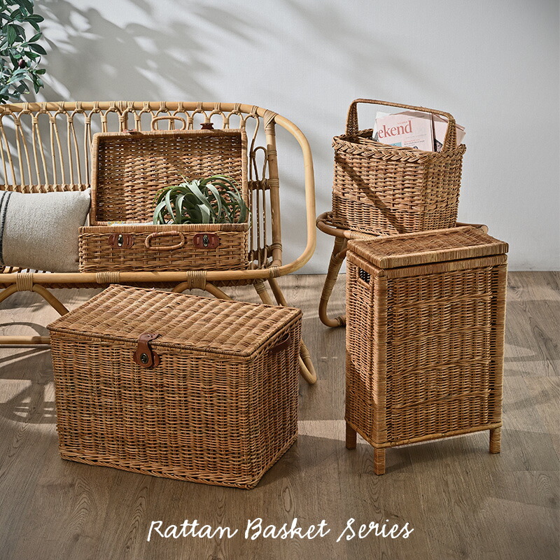 楽天市場】ラタン 籐家具 ラタンバスケット トランクバスケット