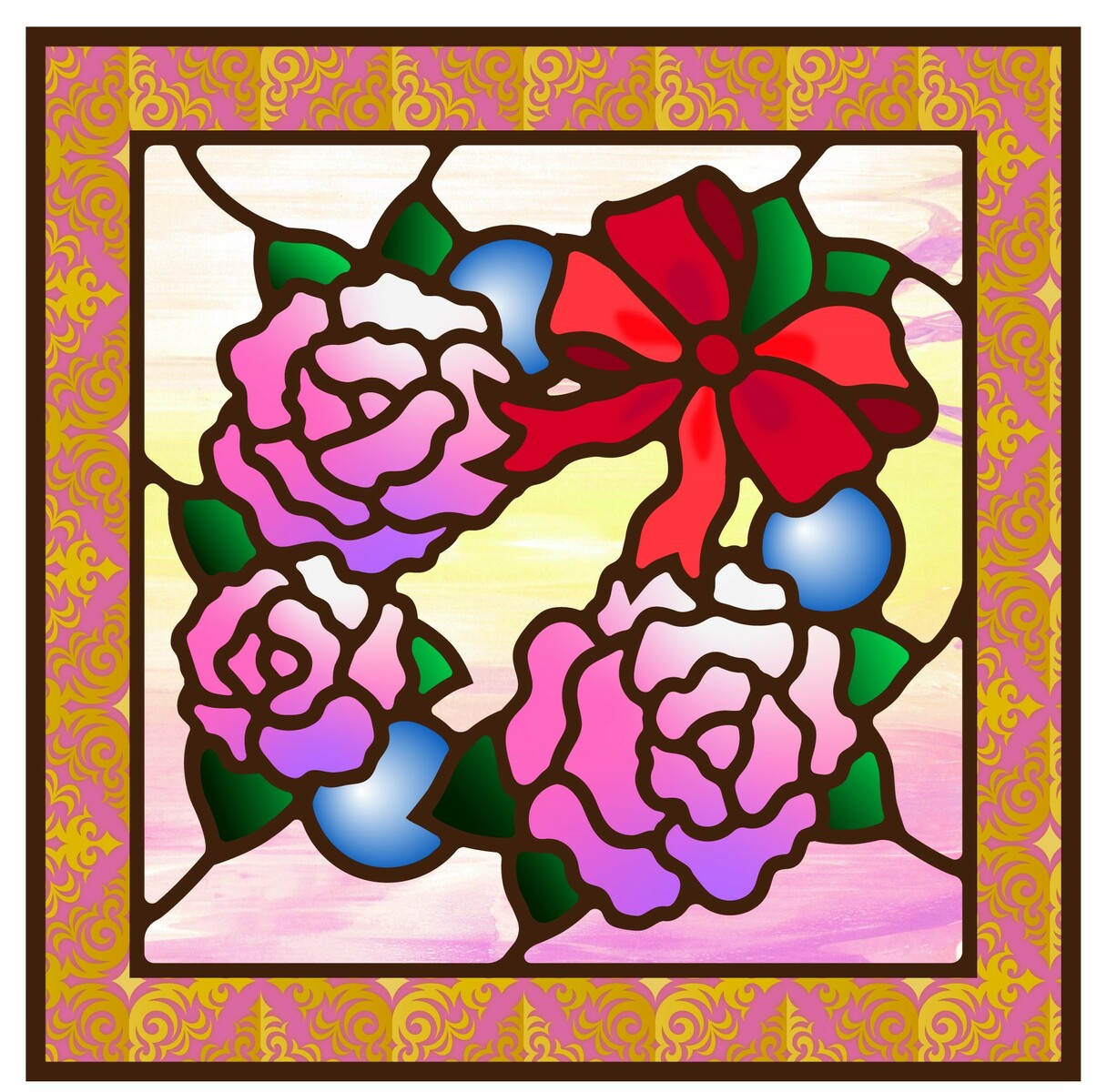 楽天市場】ローズ スクエアステンドグラスキルト キットLazoオリジナル