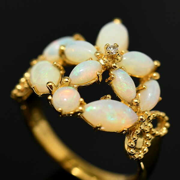 楽天市場】碌山 オパール ダイヤモンド リング フラワー＆バタフライの