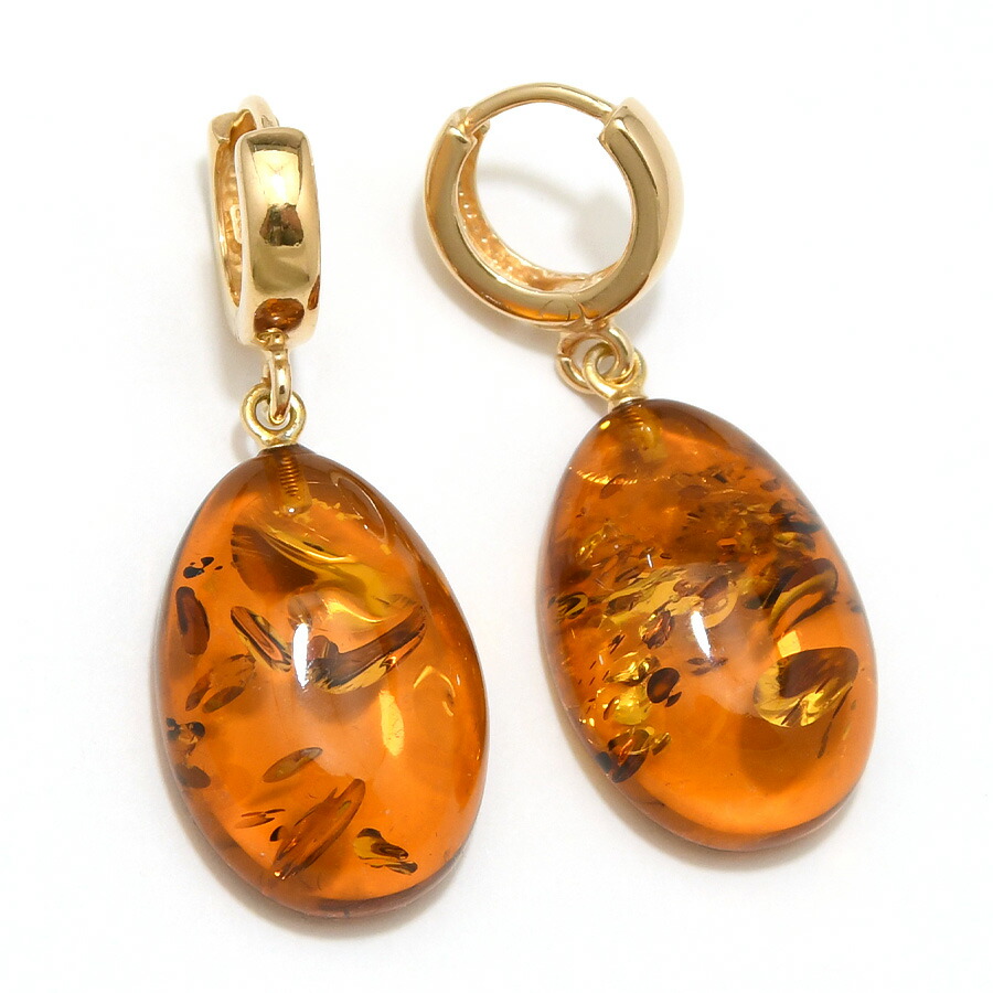 楽天市場】ドロップ 琥珀 フープ ピアス 選べるカラー イエロー