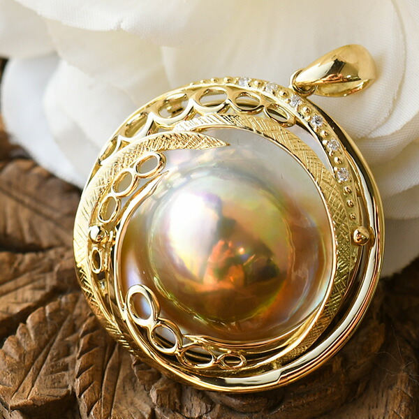 楽天市場】特級 マベ真珠 ダイヤモンド K18YG ペンダントトップ 七変化