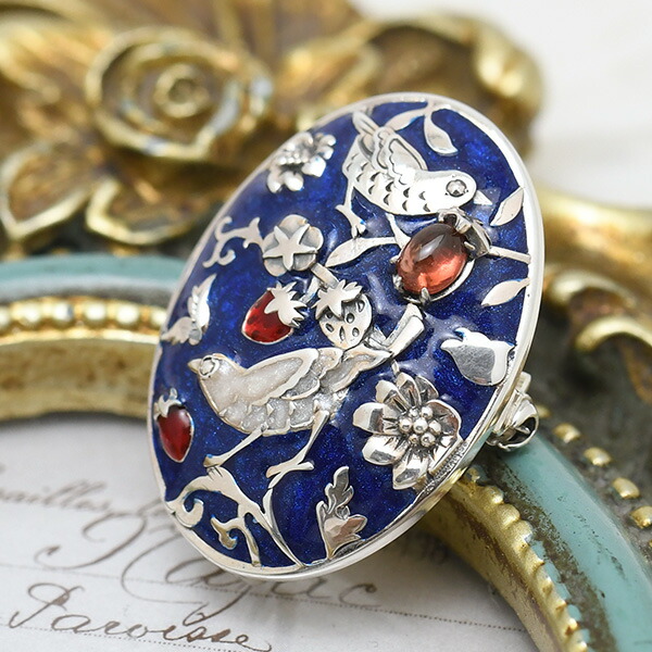 楽天市場】碌山 ウィリアムモリス いちご泥棒 ガーネット ブローチ