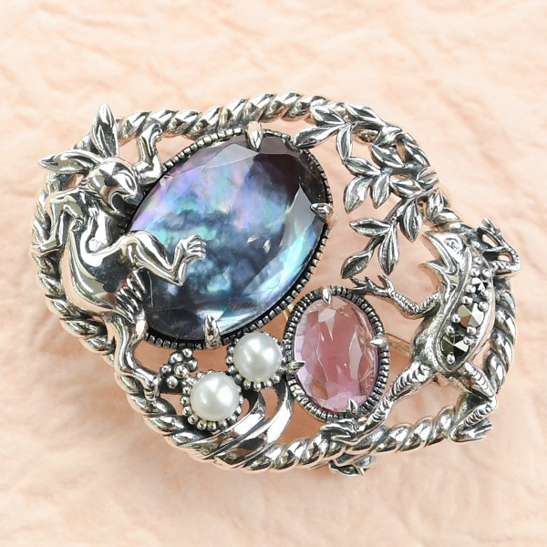 楽天市場】碌山 鳥獣戯画 相撲 ブローチ 高山寺公式 アメジスト