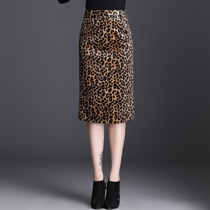 楽天市場】レオパード スカート タイトスカート スリット ひざ下丈