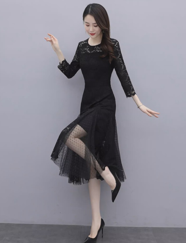 楽天市場】パーティードレス 結婚式 お呼ばれ ドレス Aライン 膝丈 袖