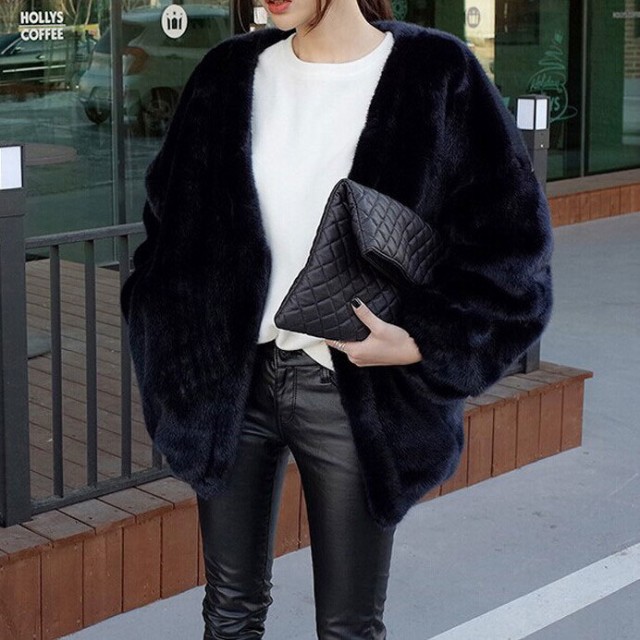 楽天市場】エコファーコート フェイクファーコート 長袖 ショート丈