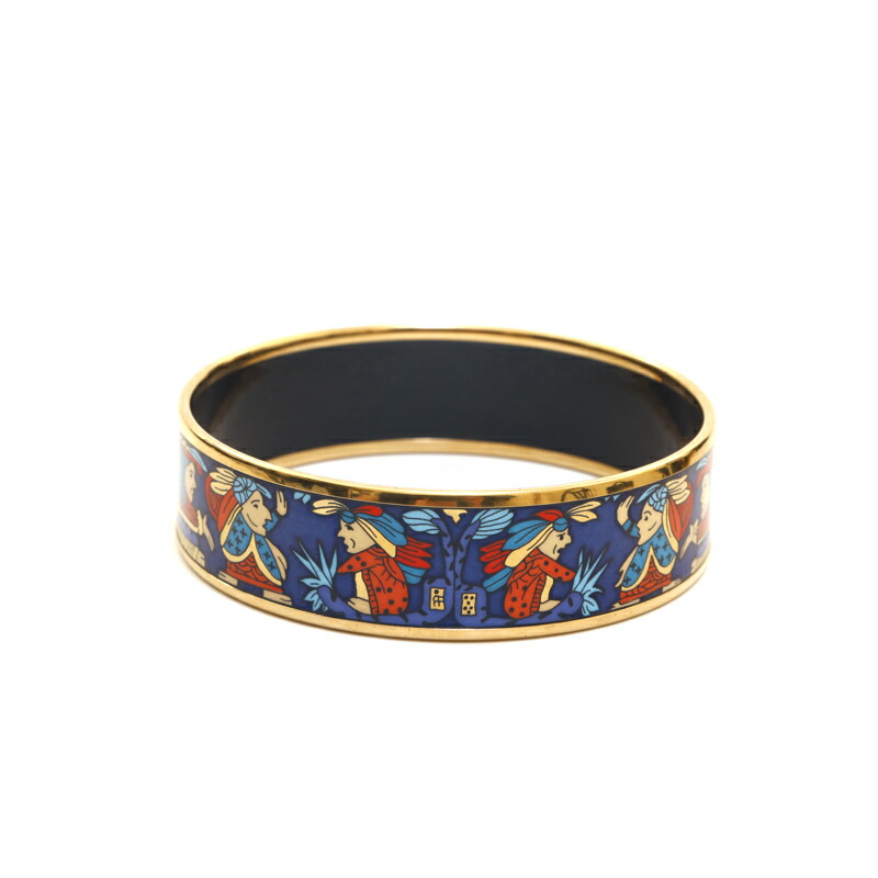 楽天市場】エルメス HERMES エマイユGM バングル ゴールド×ブルー