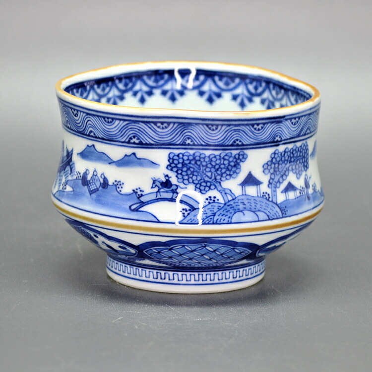 楽天市場】茶碗 染付胴締 染付山水鎬 祥瑞沓型 祥瑞山水文 祥瑞州浜