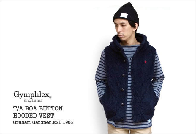 楽天市場】ジムフレックス/Gymphlex くるみボタンフード付きボアベスト