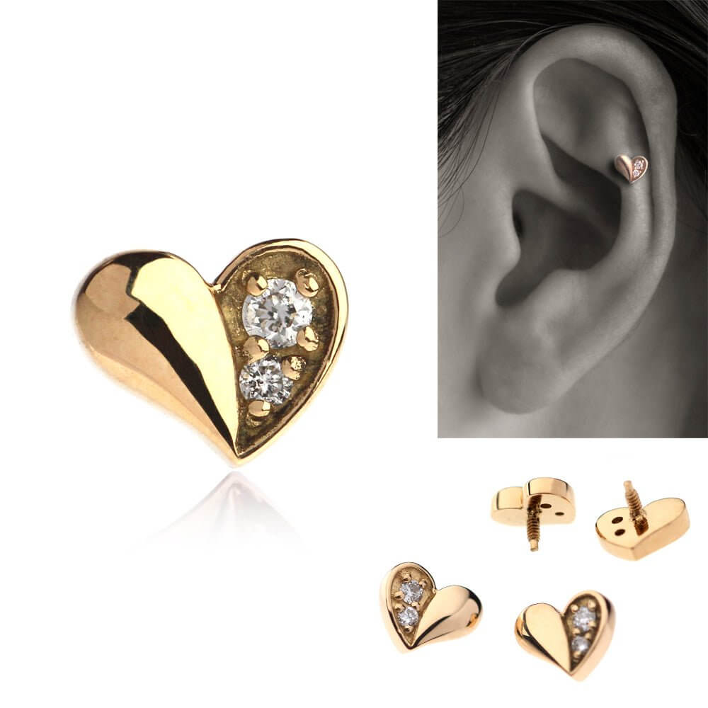 楽天市場】K18/K10 ダイヤモンド ハート ボディピアス │ 16G/14G