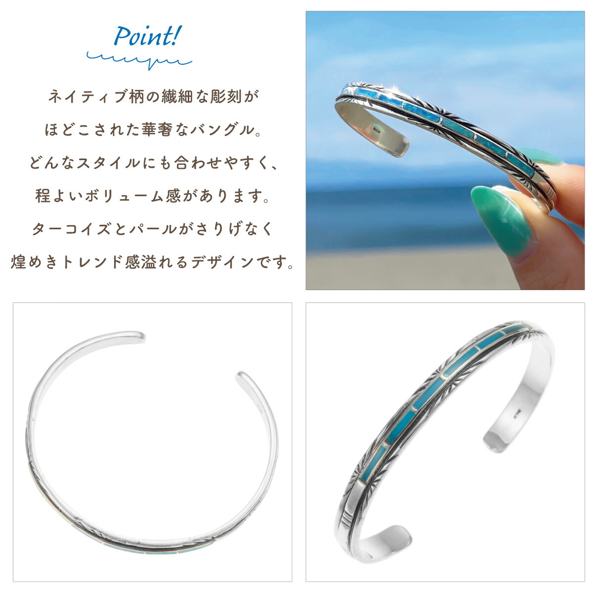 楽天市場】バングル ブレスレット レディース メンズ シルバー925