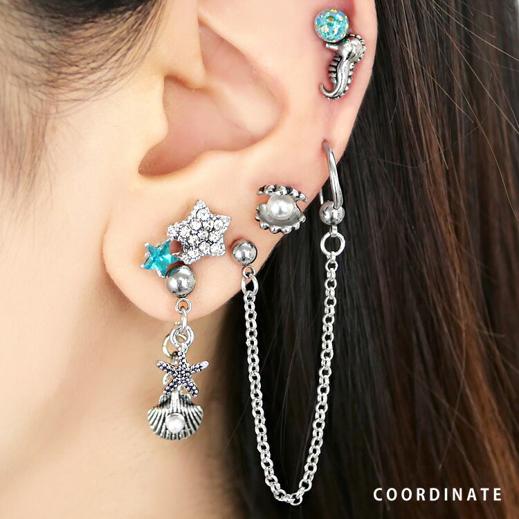 楽天市場】ボディピアス 2つのホールを繋げる ロングチェーンバーベル