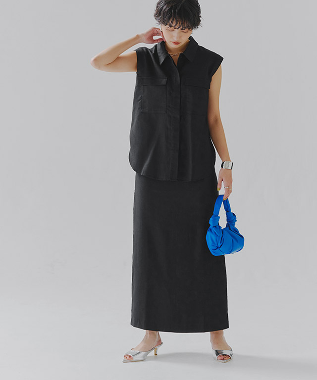 楽天市場】[RASW]リネンフレンチシャツスカートセットアップ