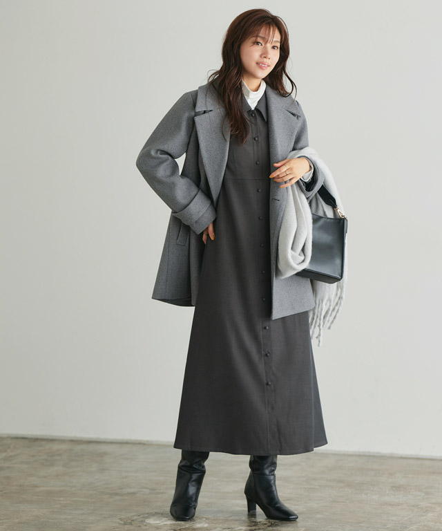 楽天市場】≪冬SALE！≫襟付きクルミボタンフレアワンピース ☆ クルミ