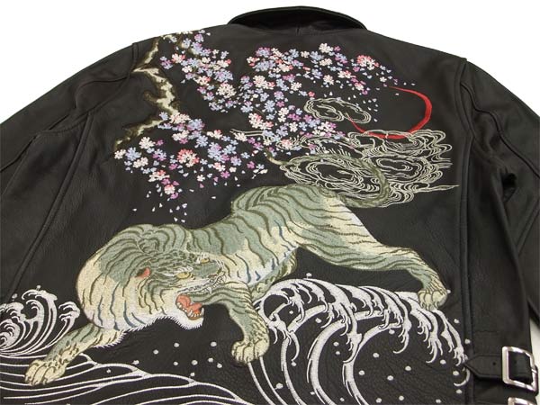 楽天市場】さとり レザーライダースジャケット GLRJ-003 桜白虎刺繍