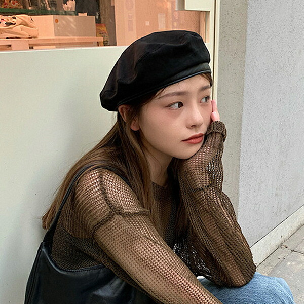 楽天市場】ベレー帽 レディース バスクベレー帽 PUレザー スエード調