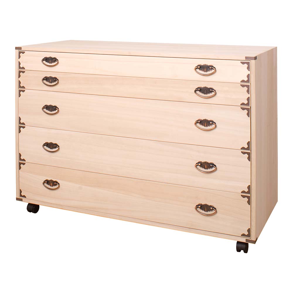 楽天市場】日本製 桐隅金具付チェストキャスター付き5段 タンス 箪笥