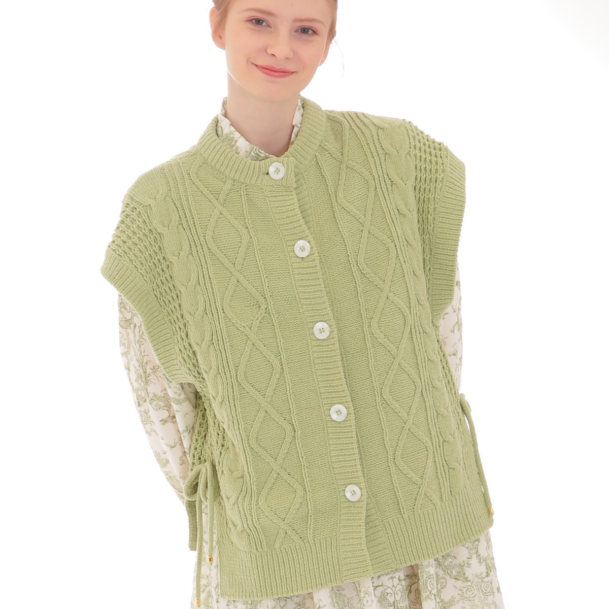 楽天市場】ケーブルニットベスト ナルエー グリーン ボルドー