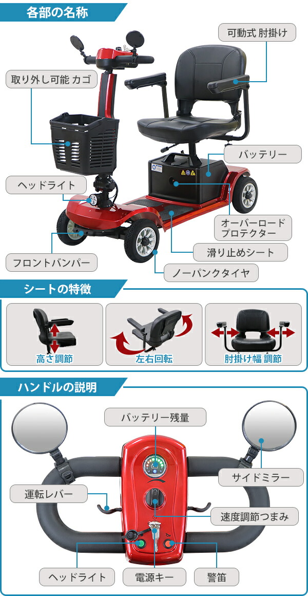 楽天市場】送料無料 電動シニアカート 選べるカラー 電動カート