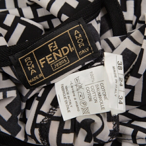 楽天市場】【中古】 フェンディFENDI jeans ズッカ柄Tシャツ オフ黒38