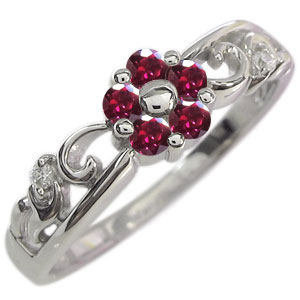 楽天市場】花 リング フラワー 指輪 10金 ルビーリング : PLEJOUR