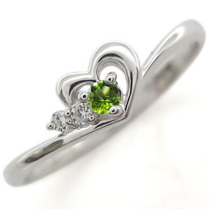 楽天市場】ペリドット・ハート・リング・18金・ハートモチーフ・指輪