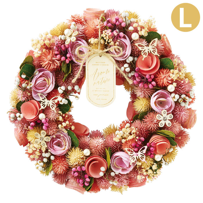 楽天市場】リース フラワーリース 春 ナチュラルリース L フューシャ