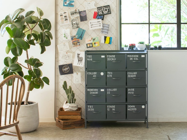 楽天市場】スチールラック キャビネット 12杯 引き出し 縦型 スチール