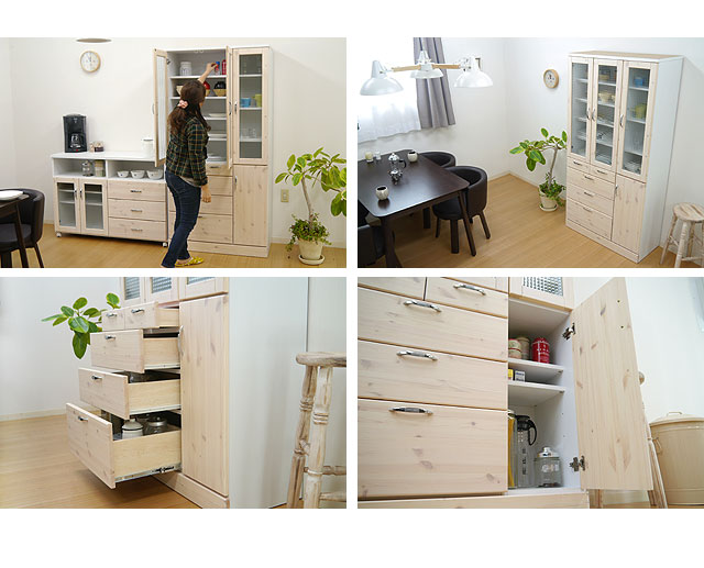 楽天市場】ホワイト食器棚【食器棚】木製 パイン ホワイト キッチン