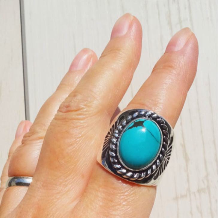 楽天市場】ターコイズ シルバーリング【受注製作】925 リング メンズ