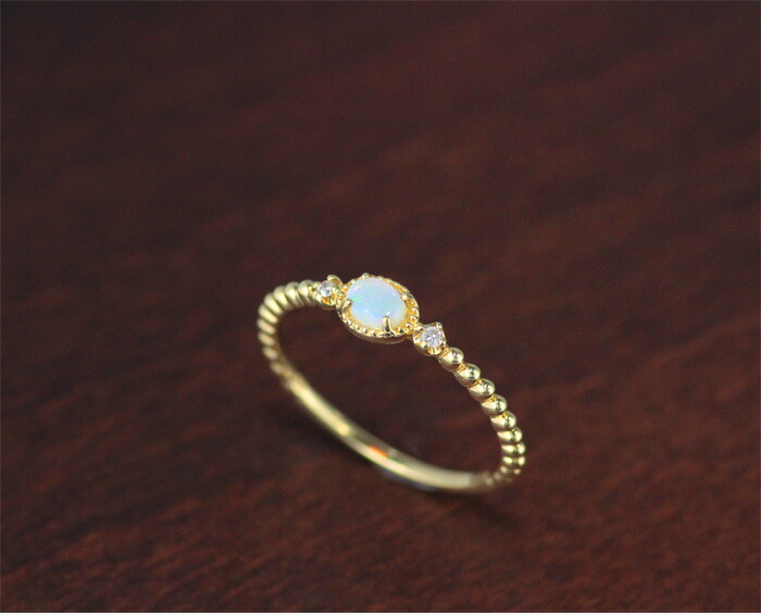 楽天市場】リング レディース オパール 指輪 ピンキーリング