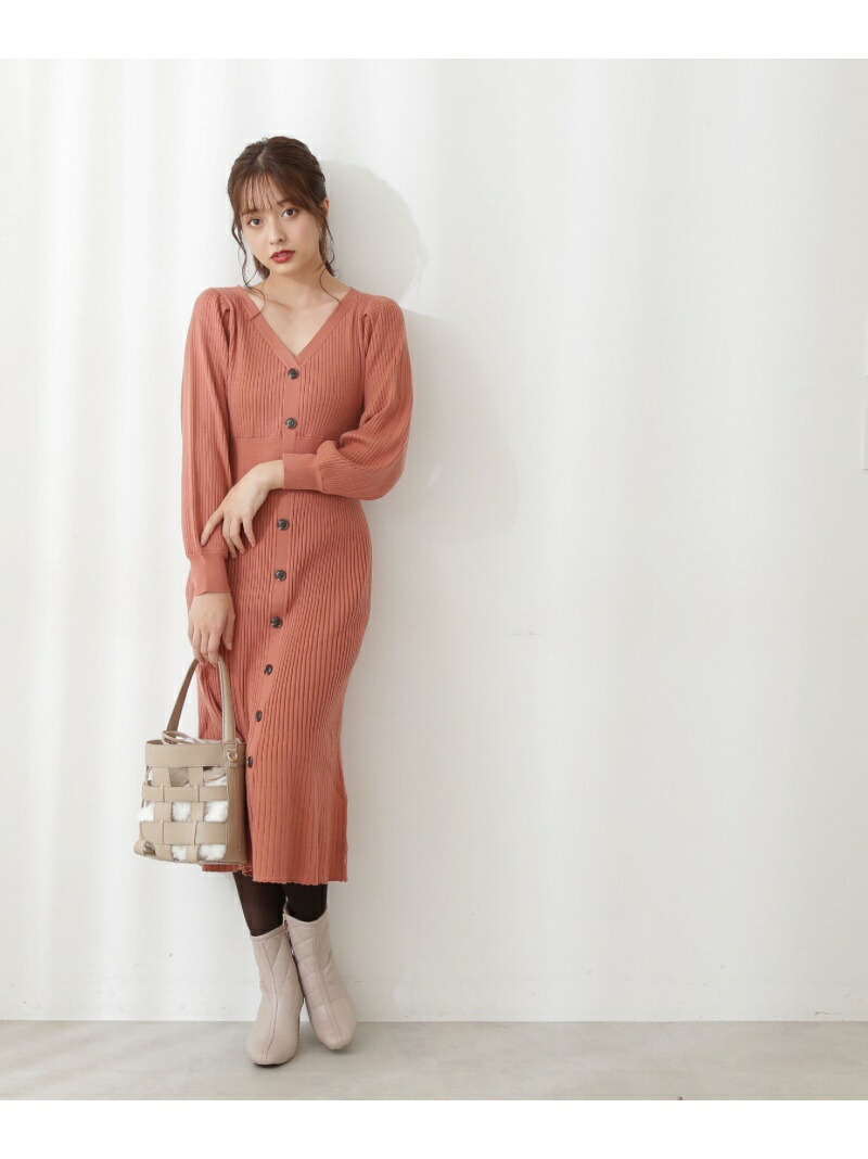 楽天市場】【SALE／30%OFF】フロント釦ニットワンピース WEB限定カラー