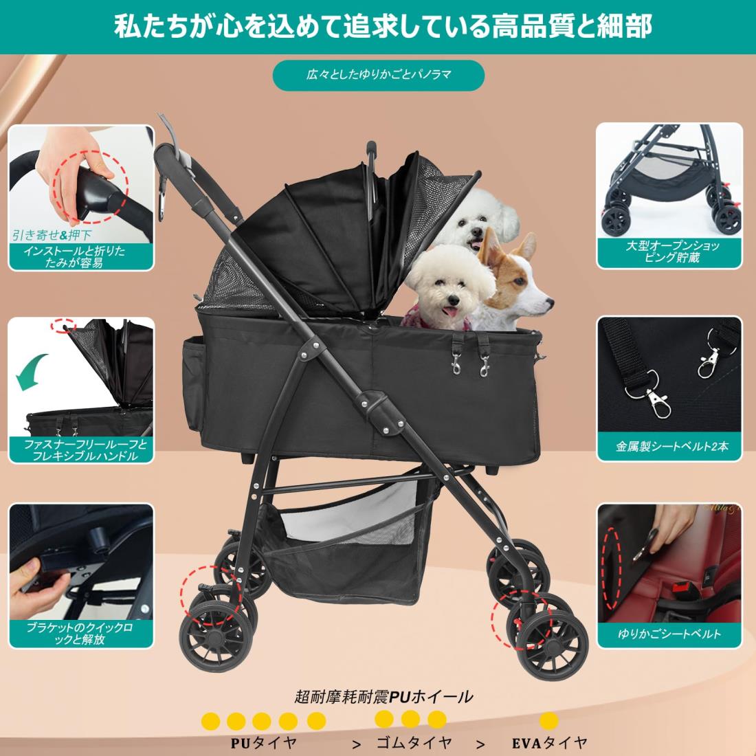 楽天市場】MILA&LOUIS ペットカート 分離型 ペットバギー ワンタッチ