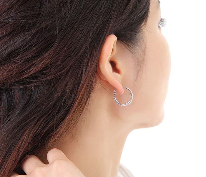 楽天市場】ピアス WG ホワイトゴールドピアス フープピアス K10WG