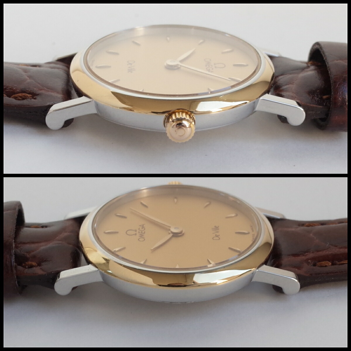 美品】オメガ デヴィル K18YG リーフ針 7420.33 純正本革ベルト 楽天