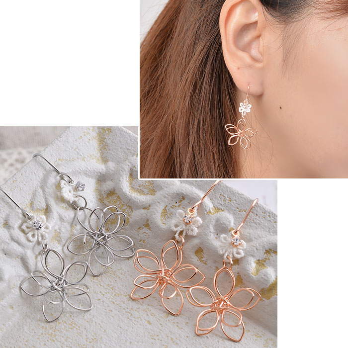 楽天市場】【期間限定10%OFF！】 ピアス フックピアス フラワー 花