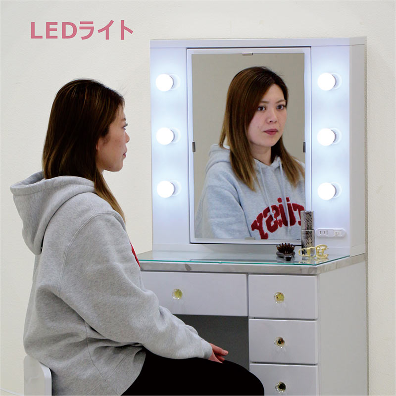 楽天市場】化粧台 ドレッサー テーブル コンパクト おしゃれ 幅60 led