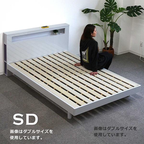 楽天市場】セミダブルベッド フレーム 鏡面 白 宮付き すのこベッド