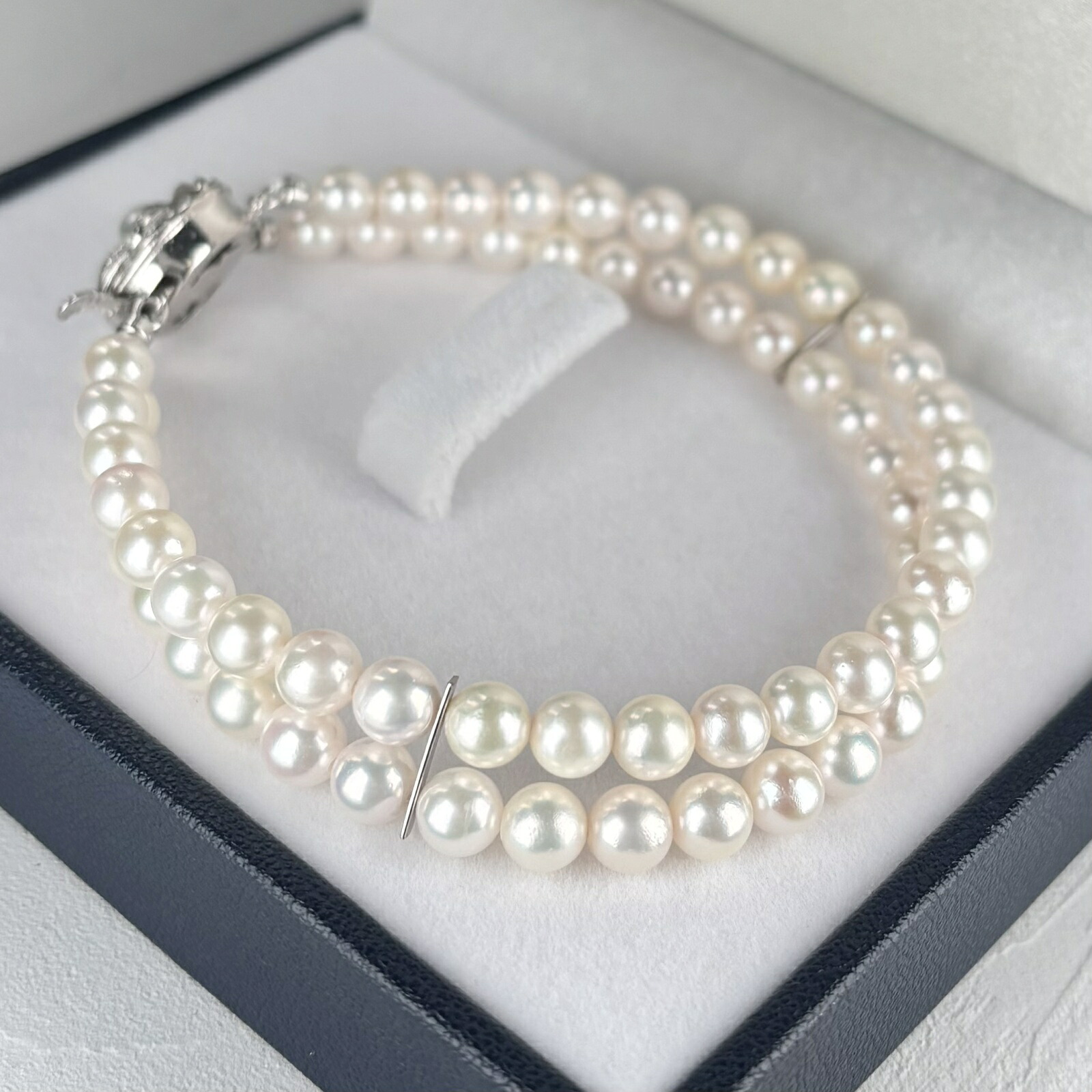 楽天市場】≪1点物≫アコヤ真珠 2連 ブレスレット 5-5.5mm ホワイト