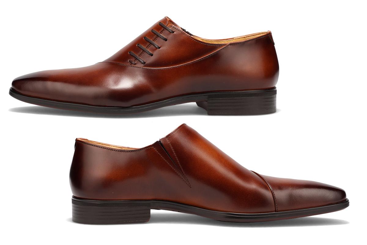 Elastico ブラウン レザー サイドレース ドレスシューズ 41 楽天市場
