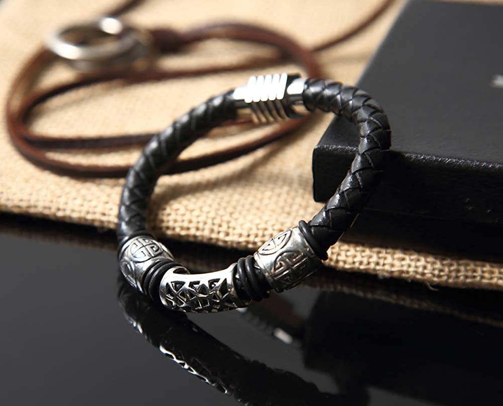 楽天市場】ワイルド で クール な ファッションに レザーの編み込みが