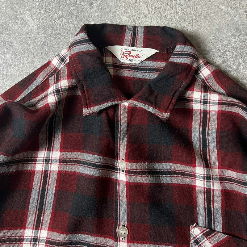楽天市場】60s Renella チェック 長袖 レーヨン オープンカラー シャツ