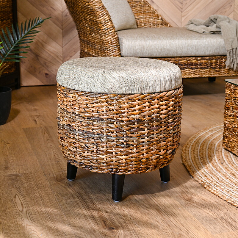 楽天市場】スツール チェア 椅子 イス 木製 バナナリーフ クッション