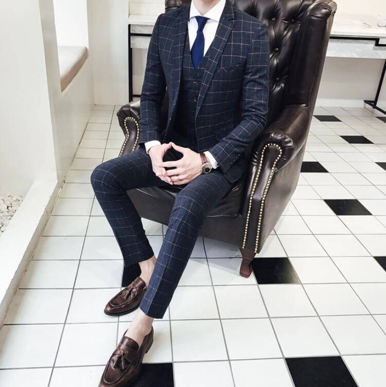 楽天市場】あす楽☆ スリーピーススーツ メンズ チェック柄 3ピース