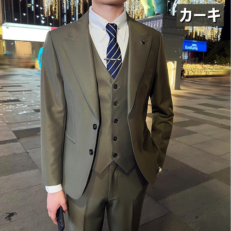 楽天市場】スリーピース スーツ メンズ 秋 冬 フォーマル スリム