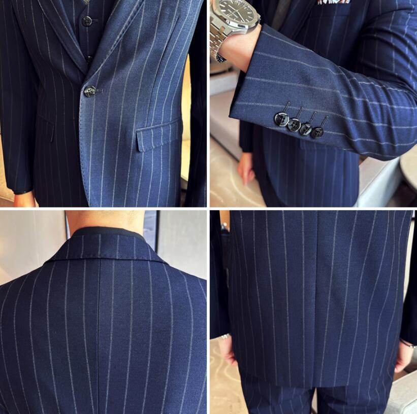 楽天市場】スリーピーススーツ メンズ 防シワ ストライプ 柄 ビジネス