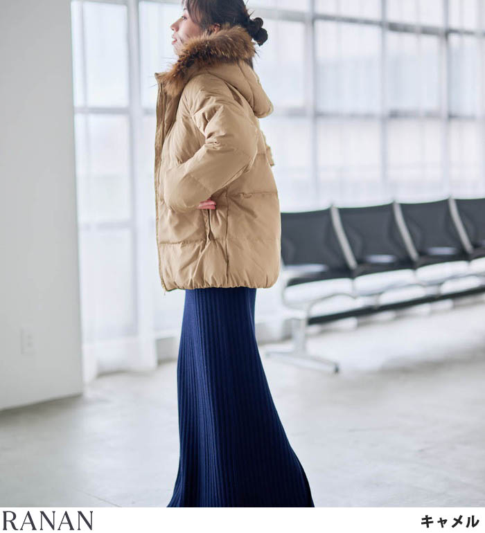 楽天市場】リアルファー付ダウンショートコート レディース 秋 冬