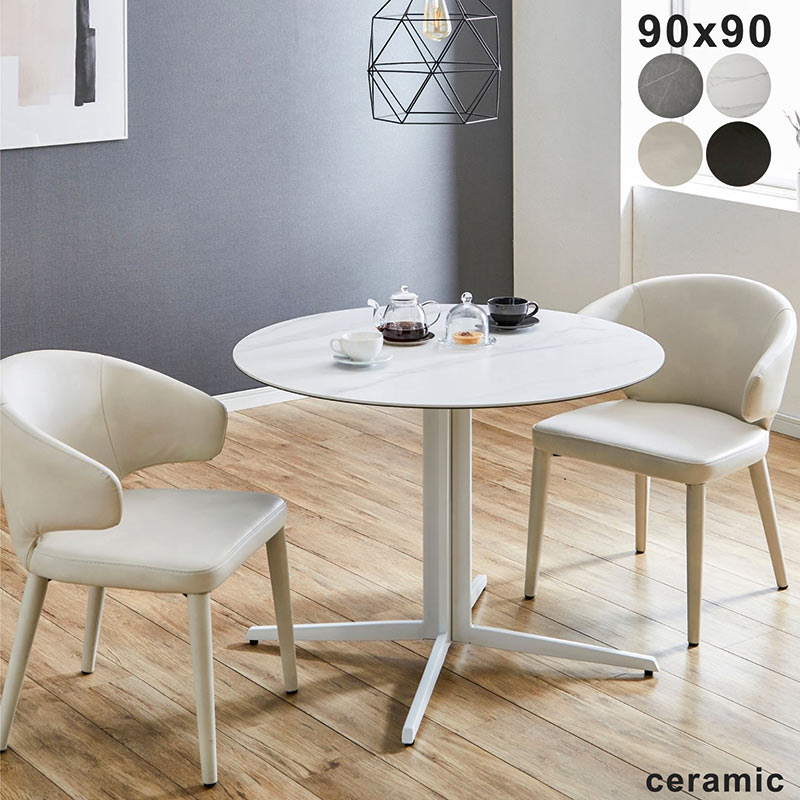 楽天市場】セラミック 丸 ダイニングテーブルセット 2人 白 ホワイト